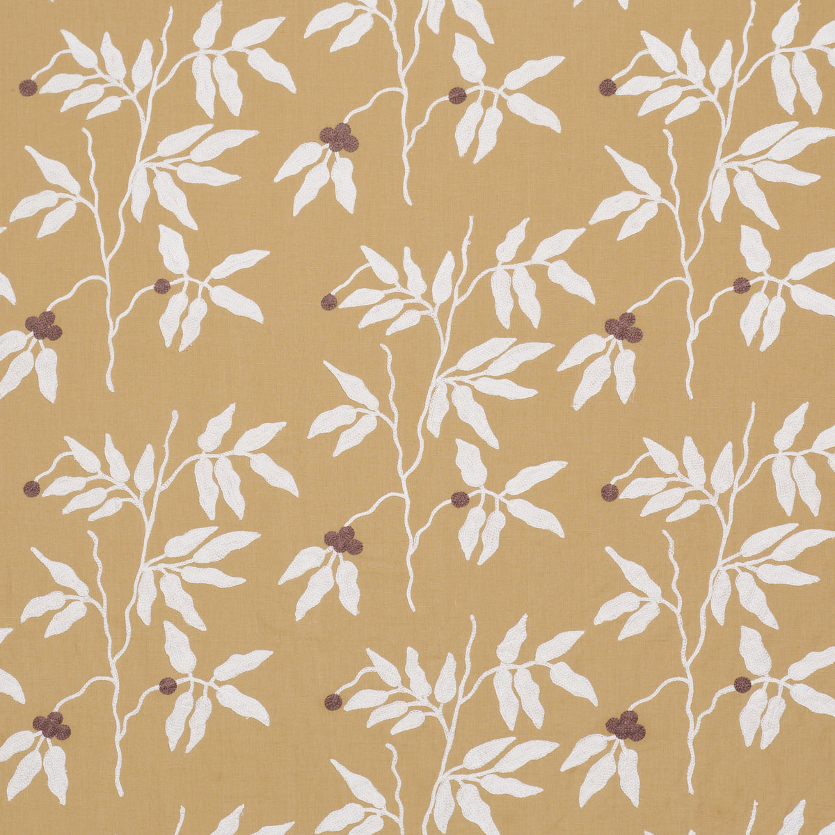Lilla Embroidery fabric in ochre color - pattern number 80434 - by Schumacher in the Perennial Favorites collection