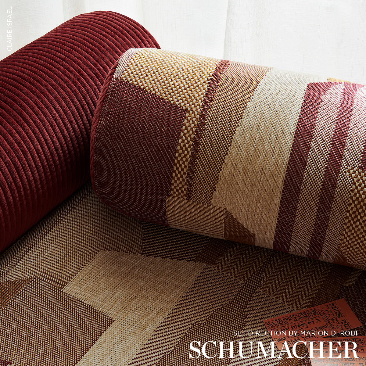 Wyatt Corduroy fabric in merlot color - pattern number 80457 - by Schumacher in the Atelier Paris collection