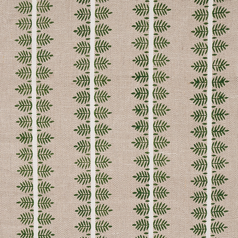 Alva Hand Block Print fabric in green color - pattern number 80521 - by Schumacher in the New Traditional collection