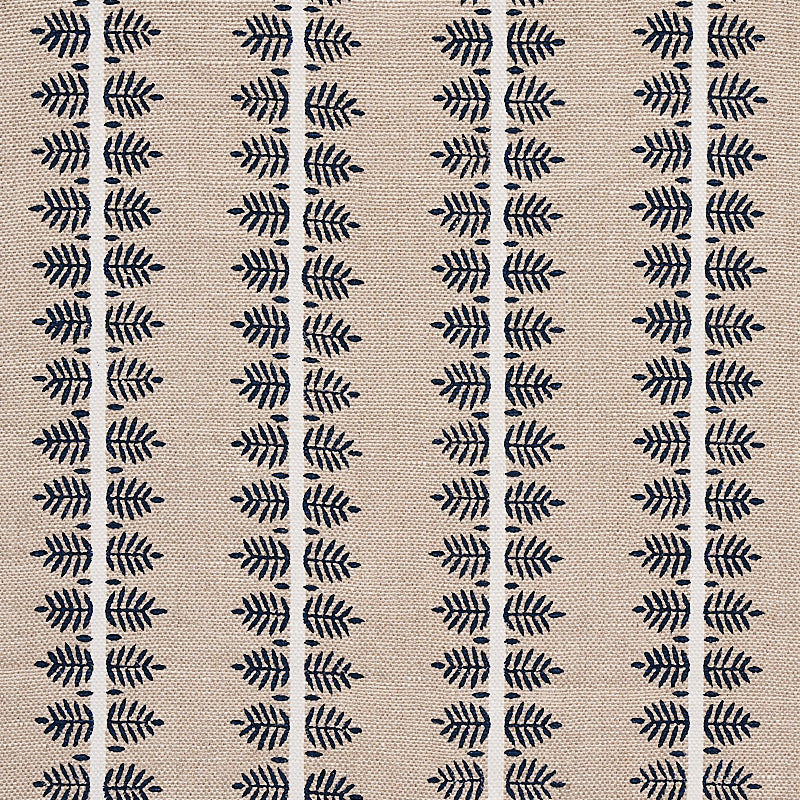 Alva Hand Block Print fabric in blue color - pattern number 80522 - by Schumacher in the New Traditional collection