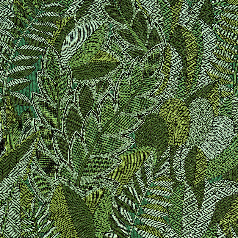 Japura Forest fabric in green color - pattern number 80560 - by Schumacher in the Mystique collection