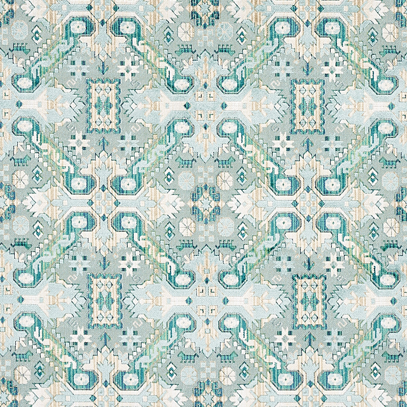 Tiraz Velvet fabric in peacock color - pattern number 80603 - by Schumacher in the Tapis collection