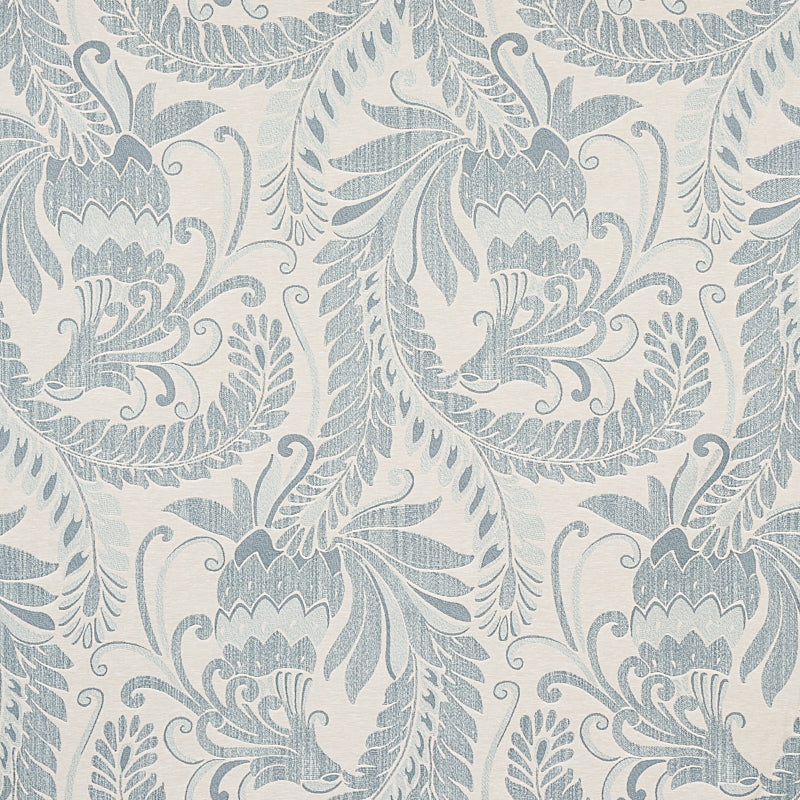 Orley Jaquard fabric in blue on light blue color - pattern number 80641 - by Schumacher in the Tapis collection