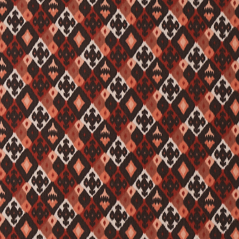 Sasha Diamond Ikat fabric in terracotta color - pattern number 80660 - by Schumacher in the Cabana collection