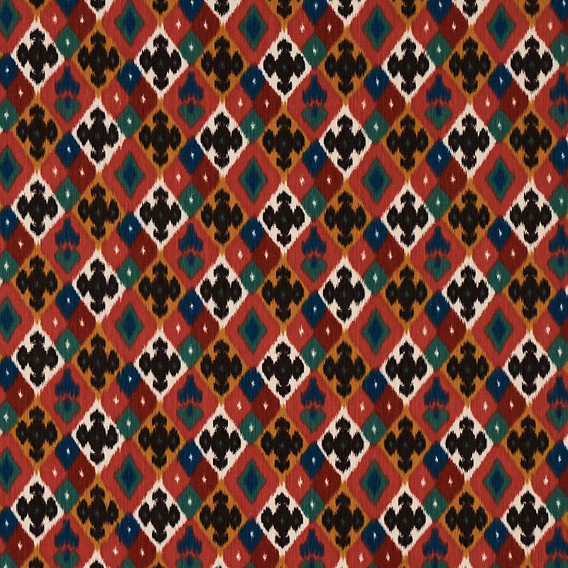 Sasha Diamond Ikat fabric in rose and saffron color - pattern number 80661 - by Schumacher in the Cabana collection
