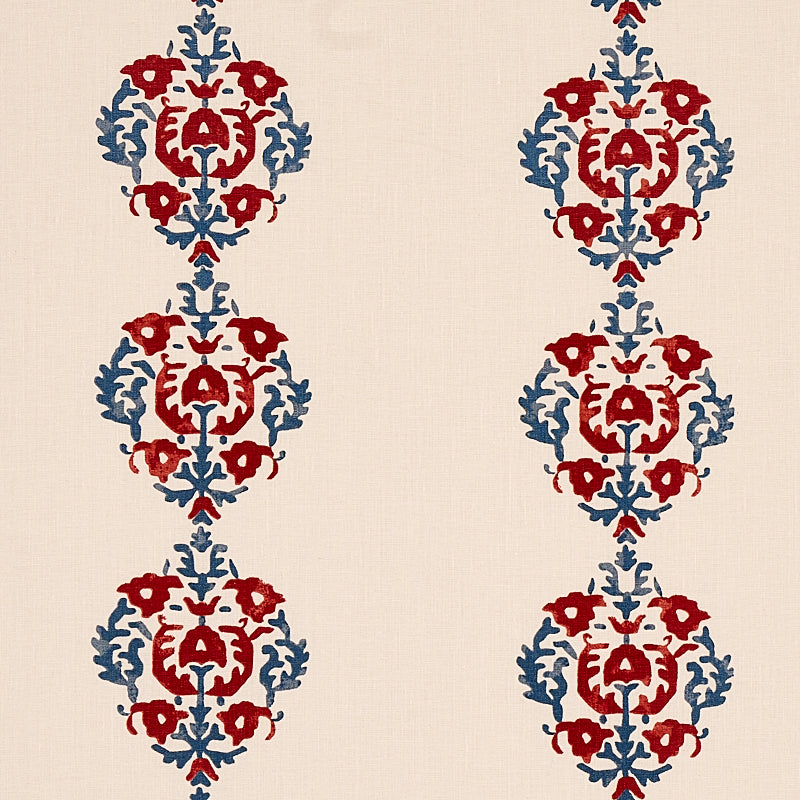 Constantine fabric in red and blue color - pattern number 80711 - by Schumacher in the Cabana collection