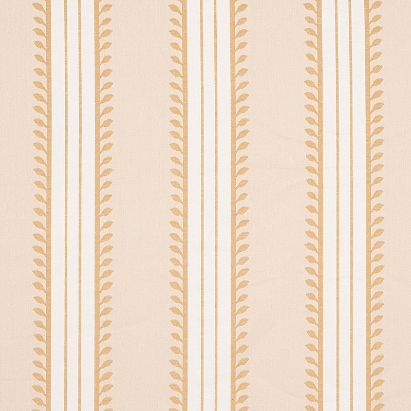 Etruscan Stripe fabric in ivory and ochre color - pattern number 80720 - by Schumacher in the Cabana collection