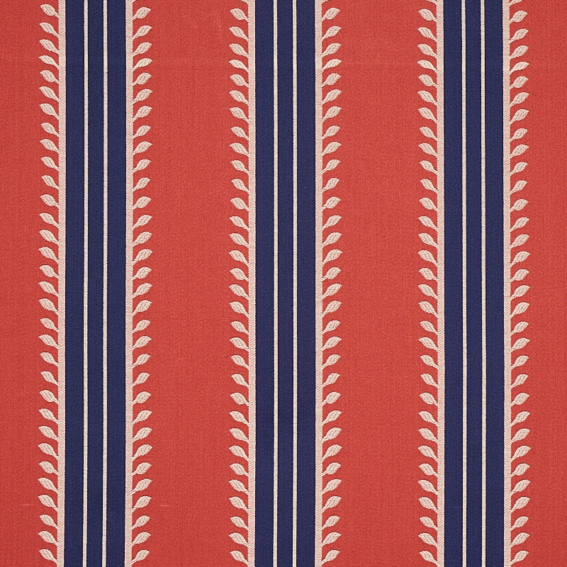 Etruscan Stripe fabric in red and blue color - pattern number 80721 - by Schumacher in the Cabana collection