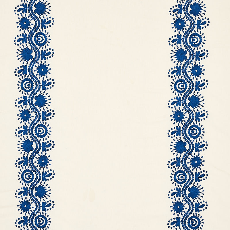 Theodora Embroidery fabric in blue color - pattern number 80741 - by Schumacher in the Cabana collection