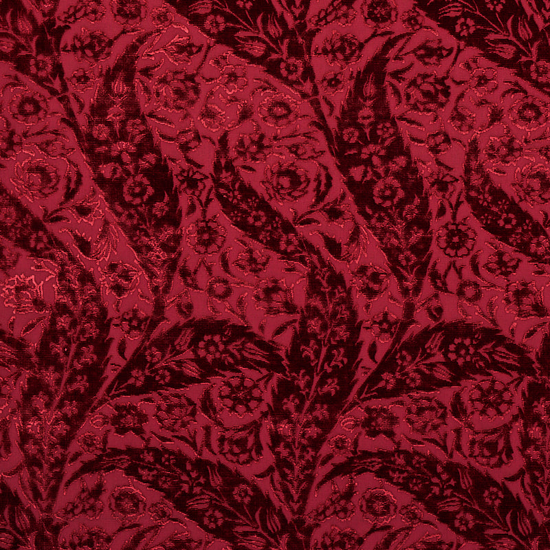 Saz Paisley Silk Velvet fabric in burgundy color - pattern number 80782 - by Schumacher in the Cabana collection