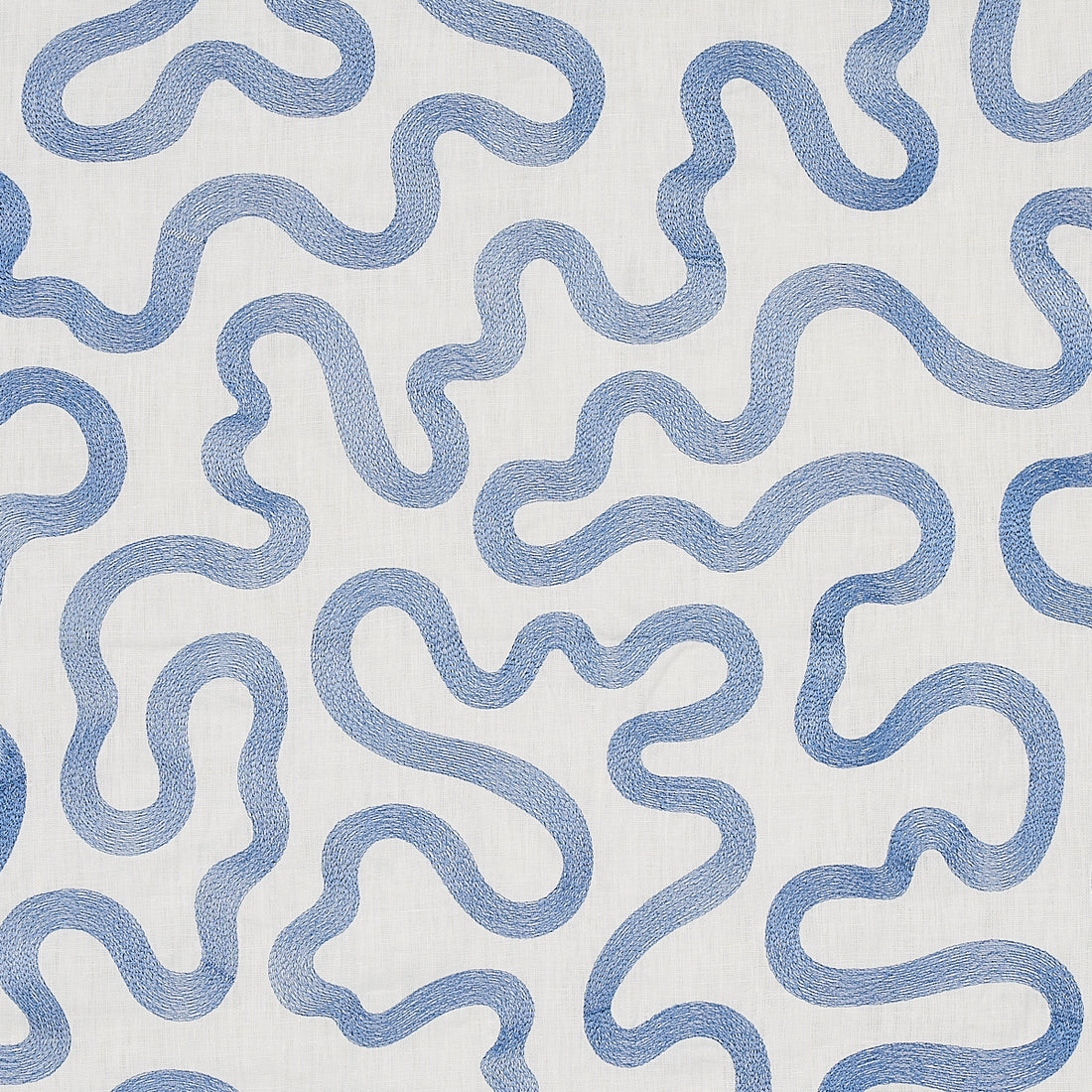 Riley Embroidery fabric in navy on ivory color - pattern number 80790 - by Schumacher in the Smith Street collection
