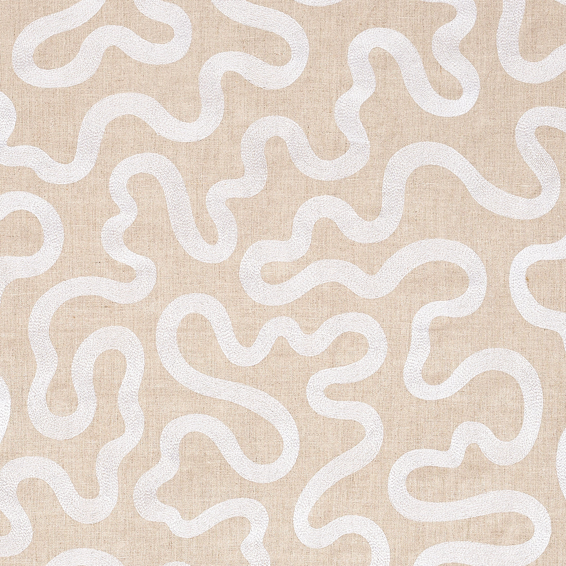 Riley Embroidery fabric in ivory on natural color - pattern number 80792 - by Schumacher in the Smith Street collection