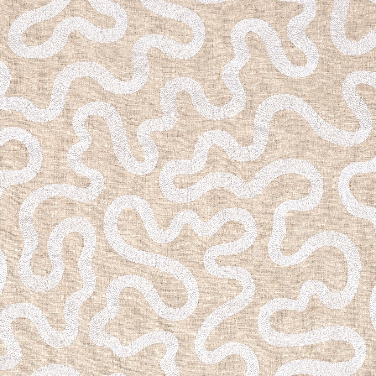 Riley Embroidery fabric in ivory on natural color - pattern number 80792 - by Schumacher in the Smith Street collection