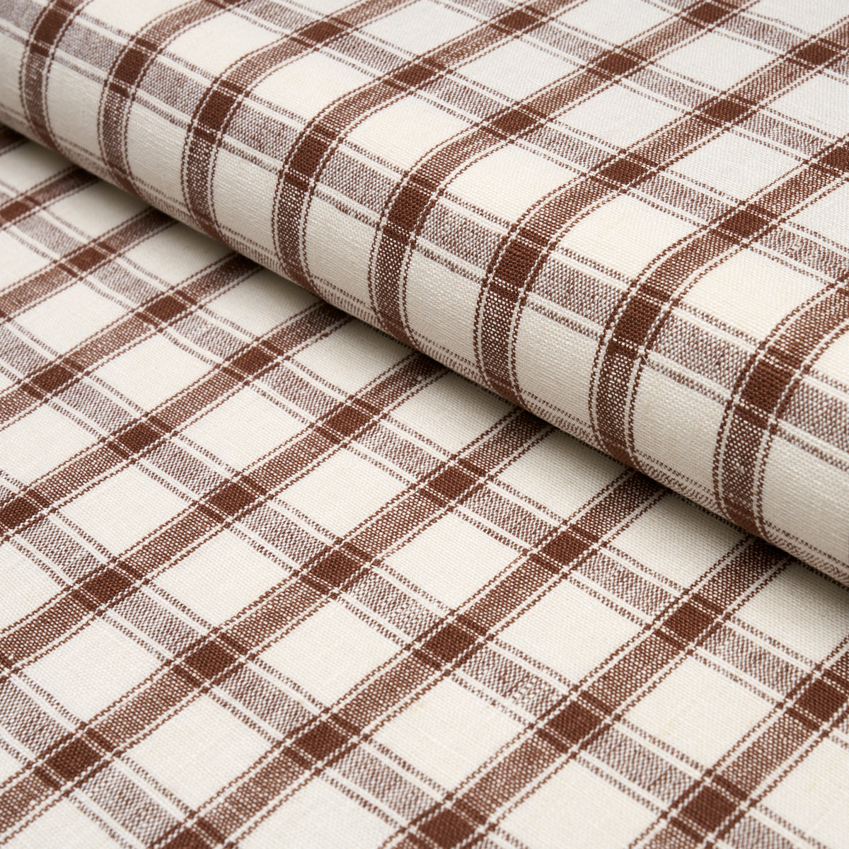 Crawford Linen Check fabric in Brown color - pattern number 81455 - by Schumacher in the Woven Essentials collection