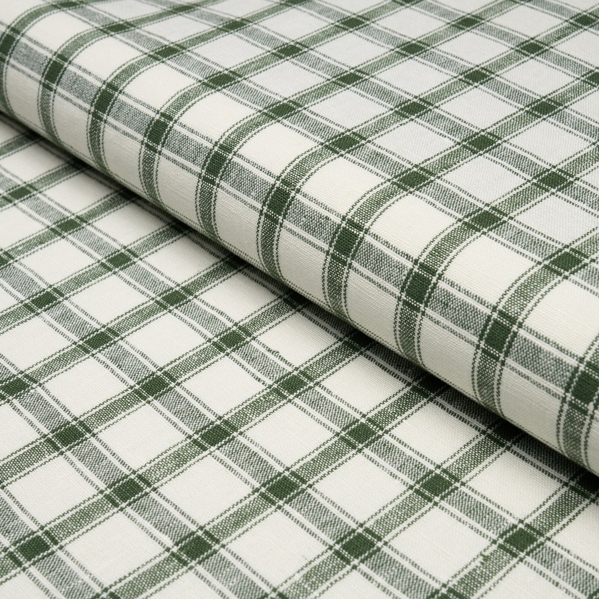 Crawford Linen Check fabric in Forest color - pattern number 81456 - by Schumacher in the Woven Essentials collection