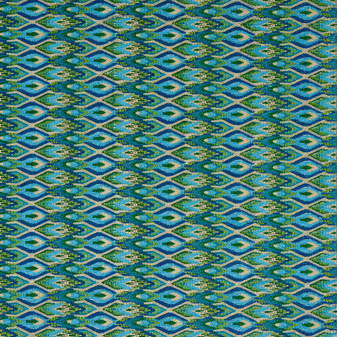 Lorikeet Embroidery fabric in peacock color - pattern number 81470 - by Schumacher in the Uncommon Threads collection