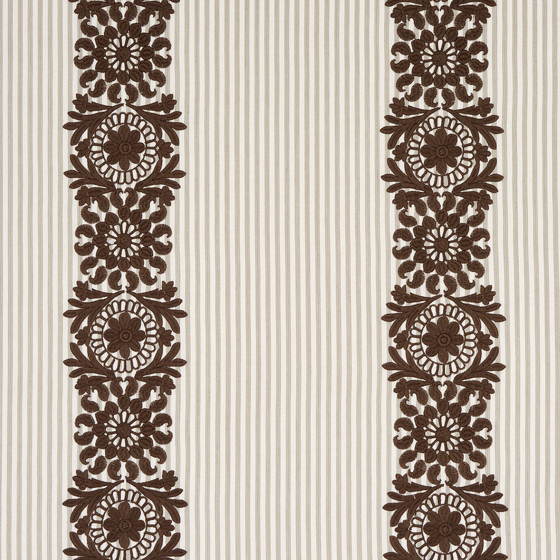 Joelle Stripe fabric in chocolate color - pattern number 81540 - by Schumacher in the Uncommon Threads collection