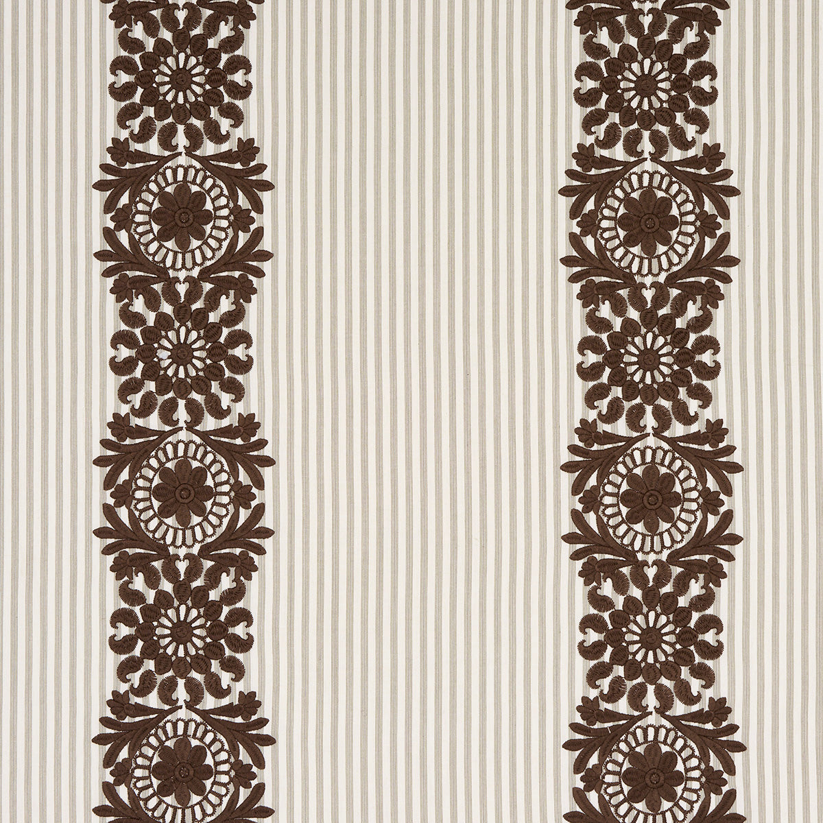 Joelle Stripe fabric in chocolate color - pattern number 81540 - by Schumacher in the Uncommon Threads collection