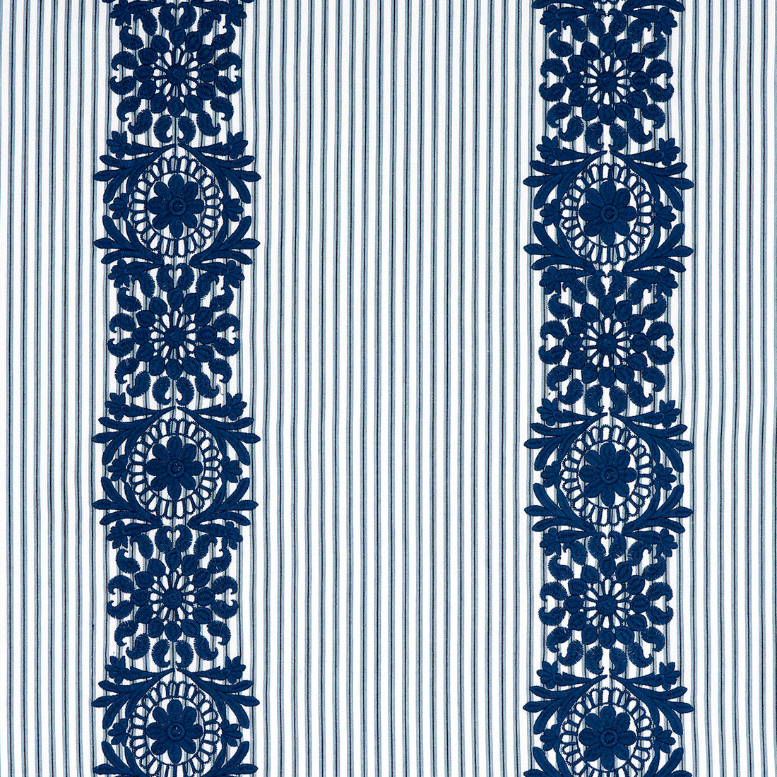 Joelle Stripe fabric in blue color - pattern number 81541 - by Schumacher in the Uncommon Threads collection