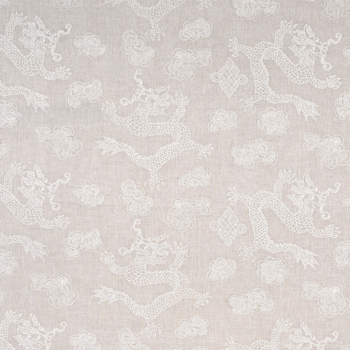 Dragon Embroidery fabric in ivory on natural color - pattern number 81551 - by Schumacher in the Uncommon Threads collection