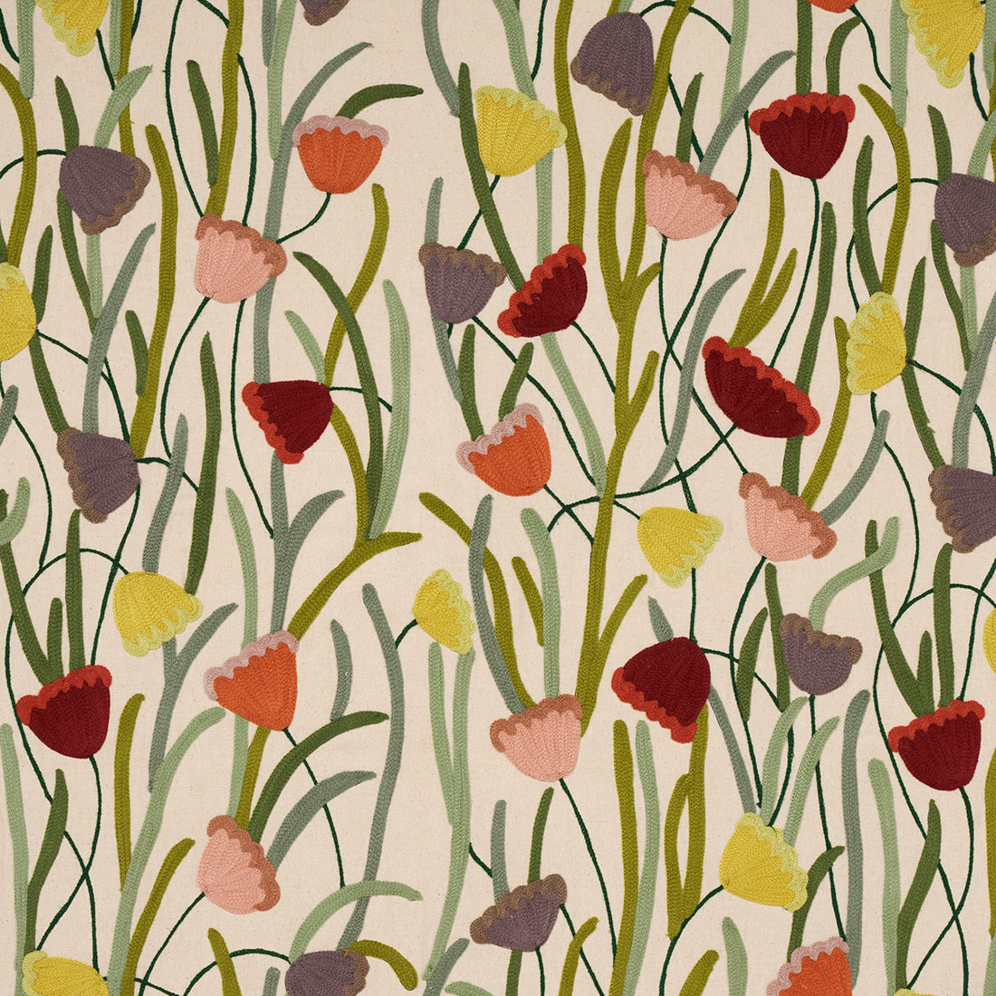 Deco Flower Embroidery fabric in multi color - pattern number 81560 - by Schumacher in the Uncommon Threads collection