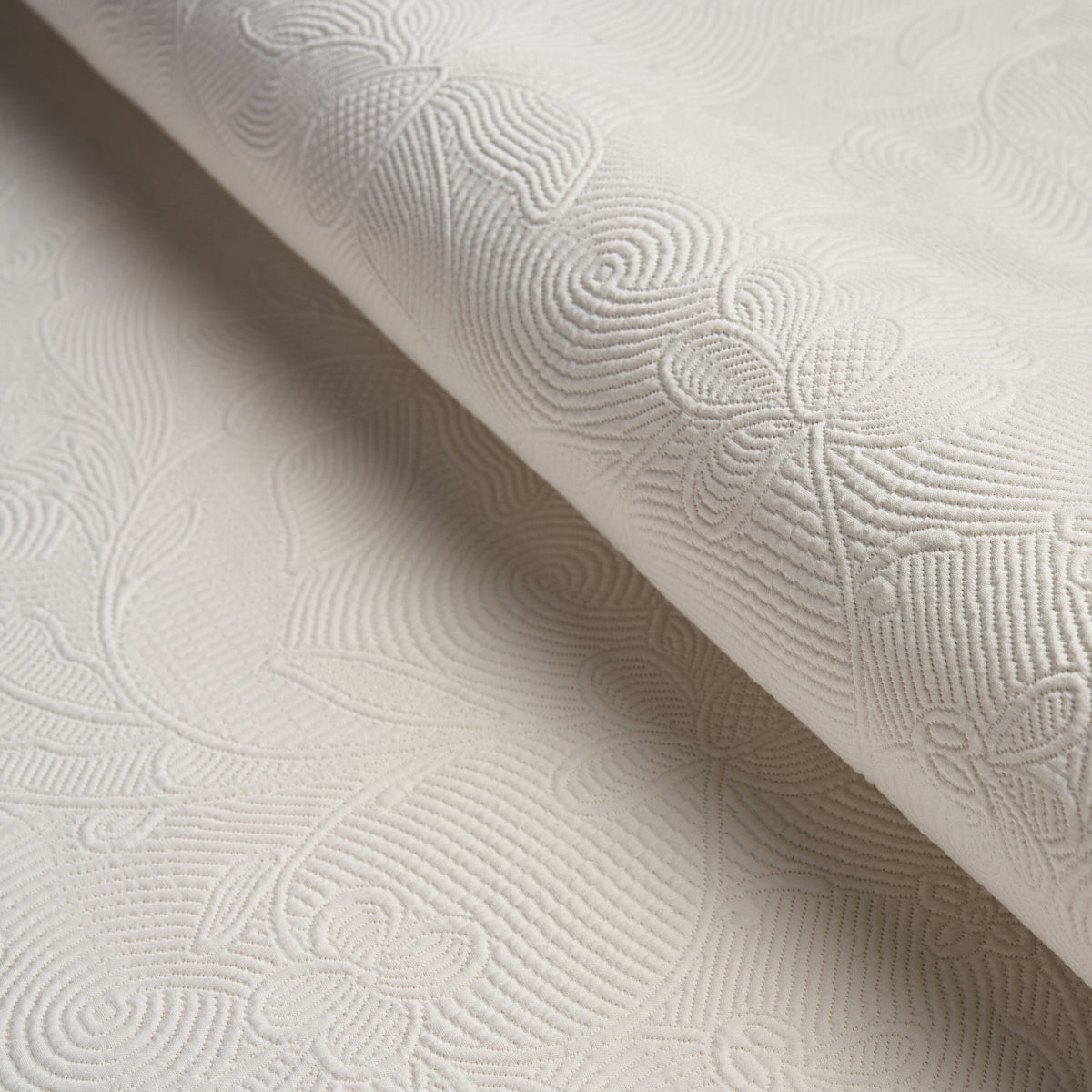 Quilted Scroll Matelasse fabric in ivory color - pattern number 81590 - by Schumacher in the Williamsburg collection