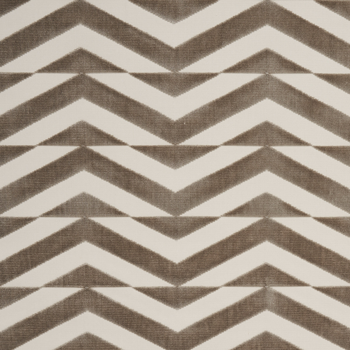 Broken Chevron Cut Velvet fabric in taupe on ivory color - pattern number 81810 - by Schumacher in the Miles Redd collection
