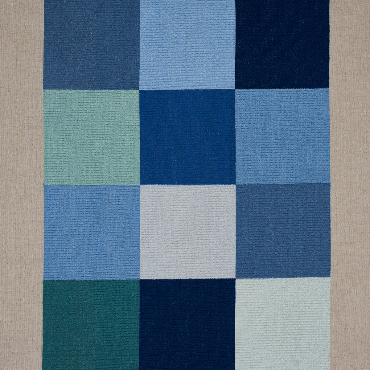 Embroidered Tile fabric in blue color - pattern number 81831 - by Schumacher in the David Kaihoi collection