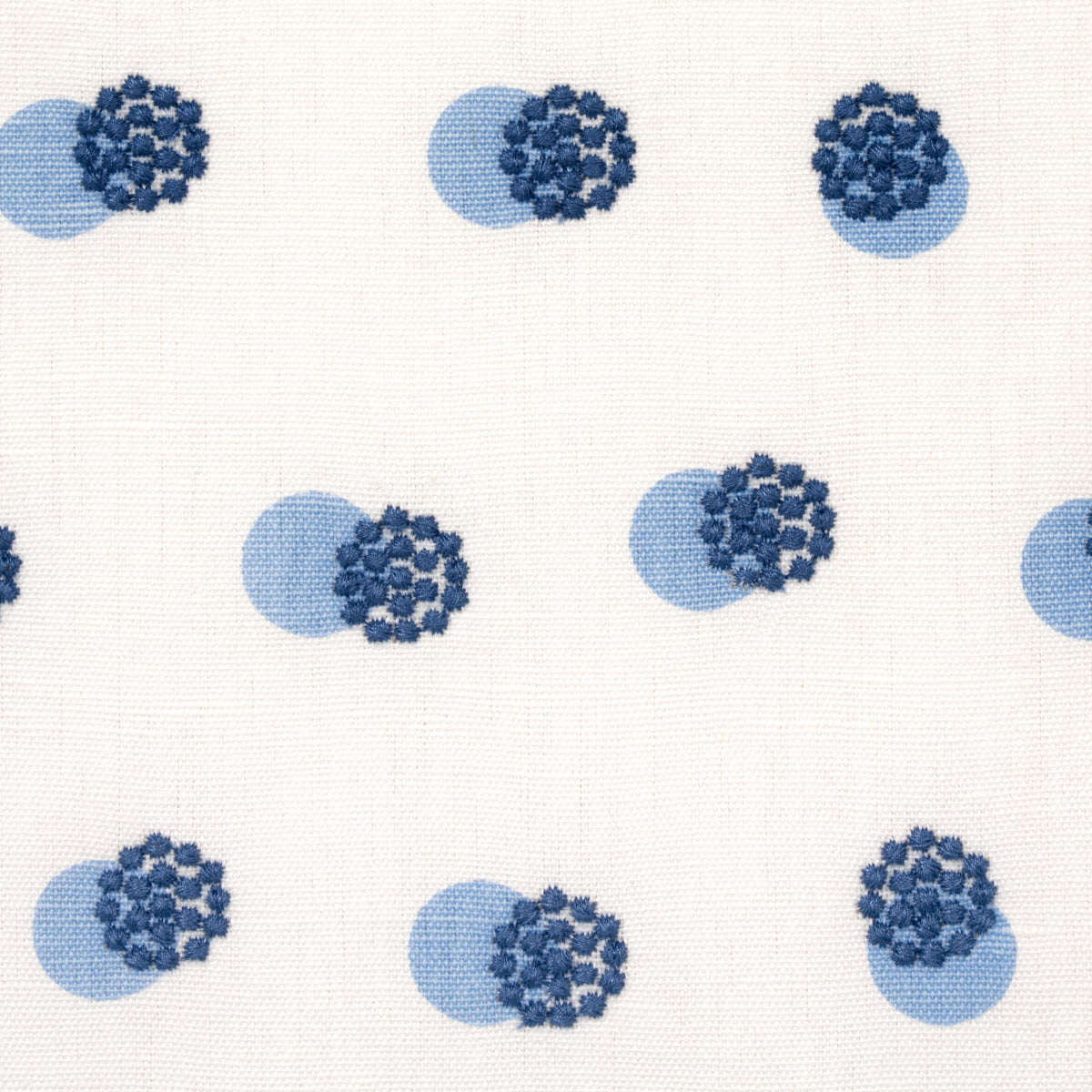 Taylor Embroidery fabric in blue on ivory color - pattern number 81841 - by Schumacher in the Easy Elements collection