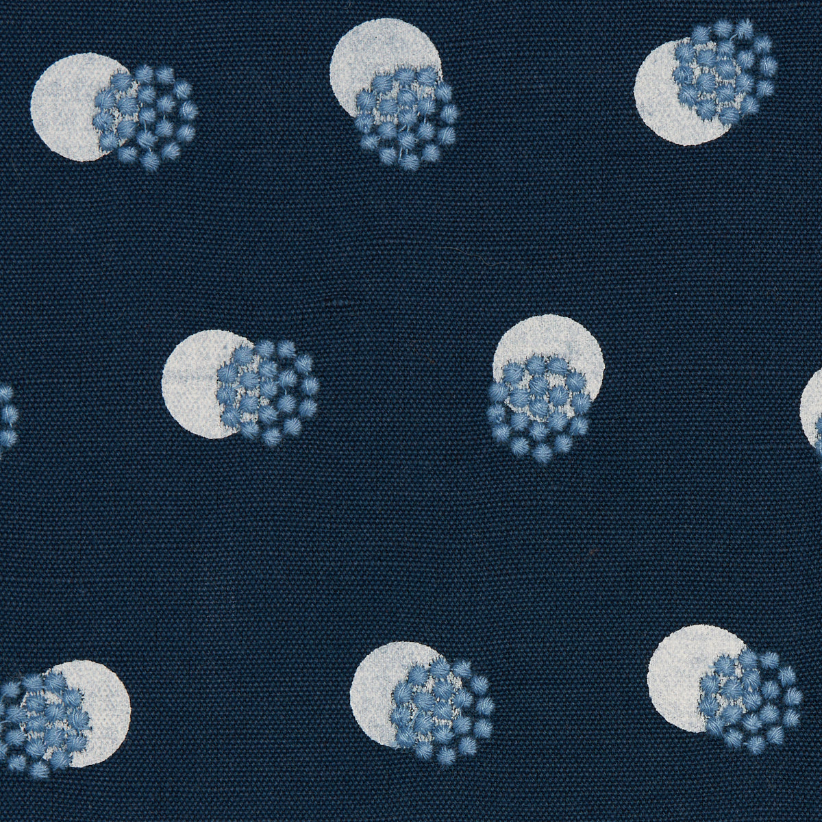 Taylor Embroidery fabric in sky on navy color - pattern number 81843 - by Schumacher in the Easy Elements collection