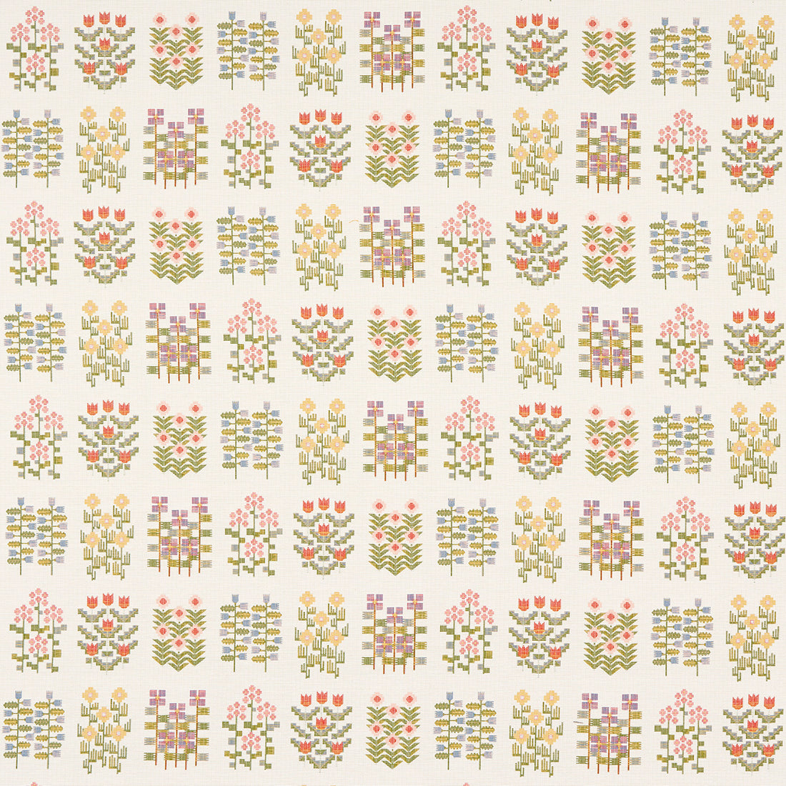 Annika Floral Tapestry fabric in multi on ivory color - pattern number 81970 - by Schumacher in the Uncommon Threads collection