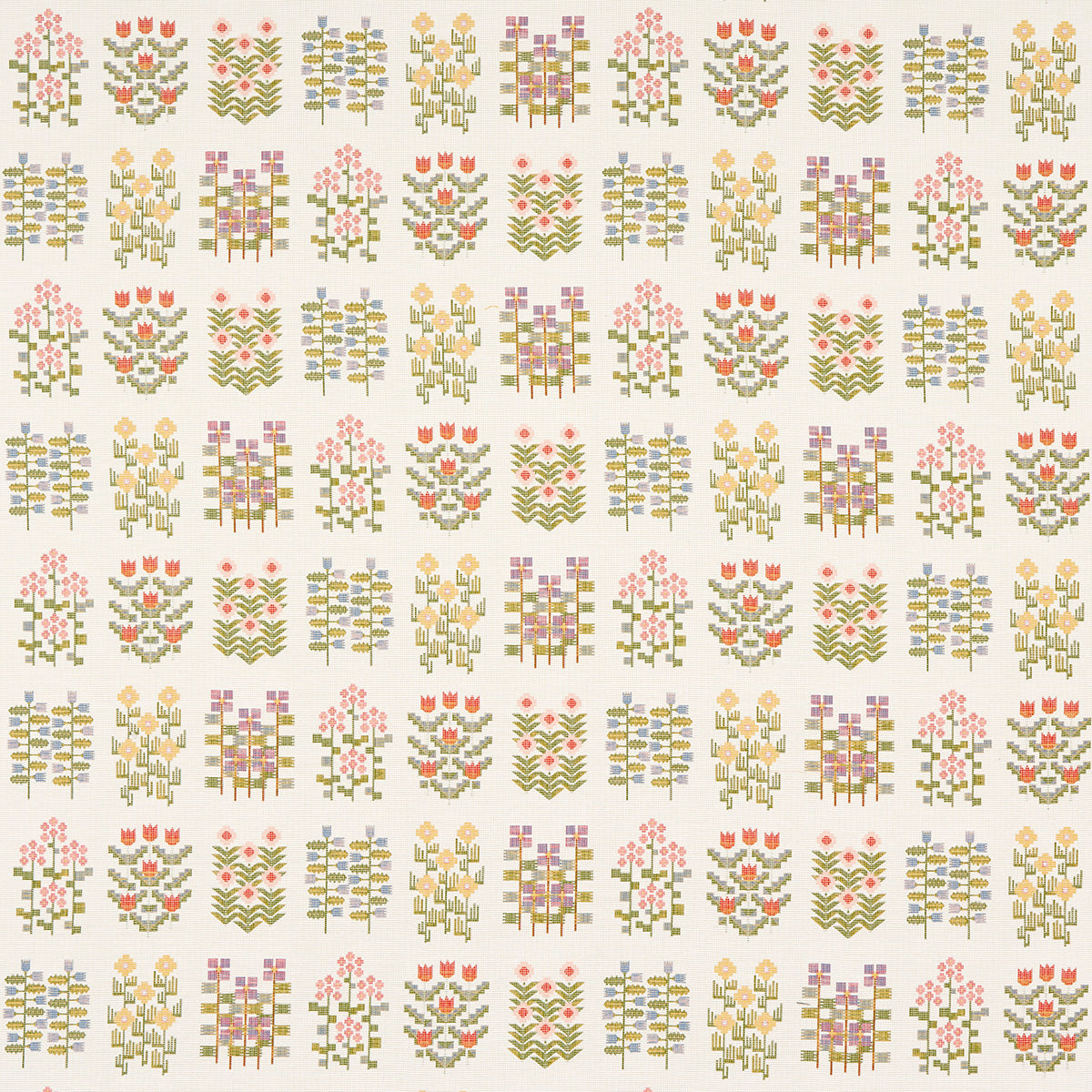 Annika Floral Tapestry fabric in multi on ivory color - pattern number 81970 - by Schumacher in the Uncommon Threads collection