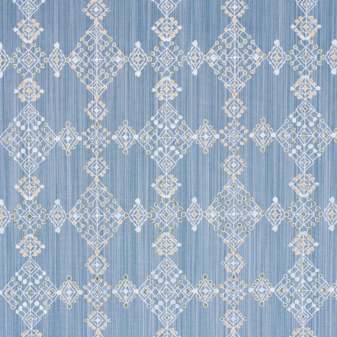 Kalindi Embroidery fabric in denim color - pattern number 82080 - by Schumacher in the Bohemia collection