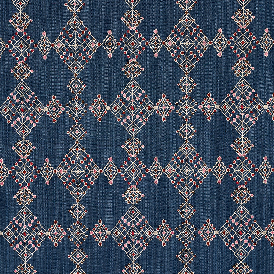Kalindi Embroidery fabric in indigo color - pattern number 82081 - by Schumacher in the Bohemia collection