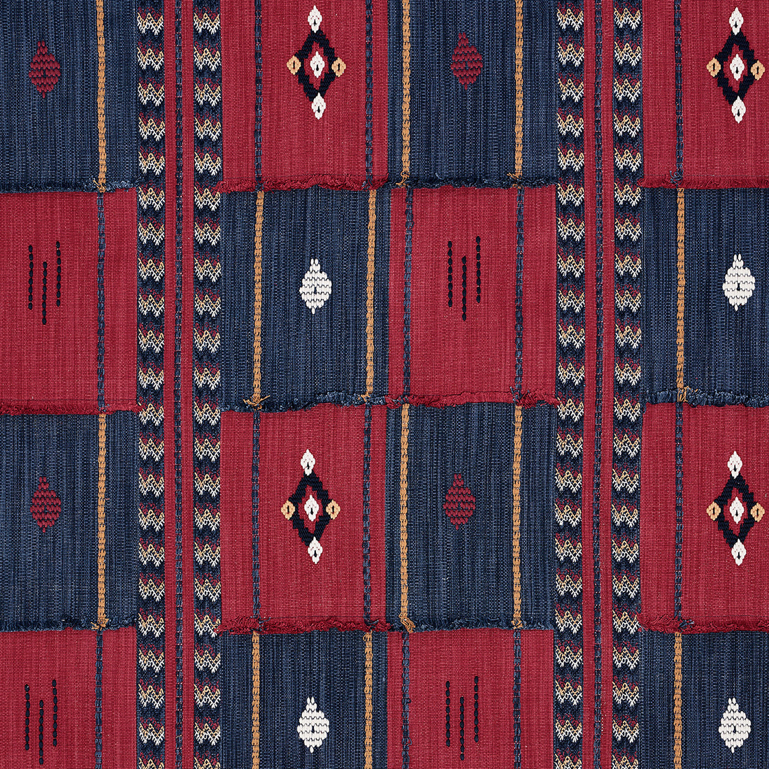 Aravali Patchwork fabric in cerise and ink color - pattern number 82091 - by Schumacher in the Bohemia collection