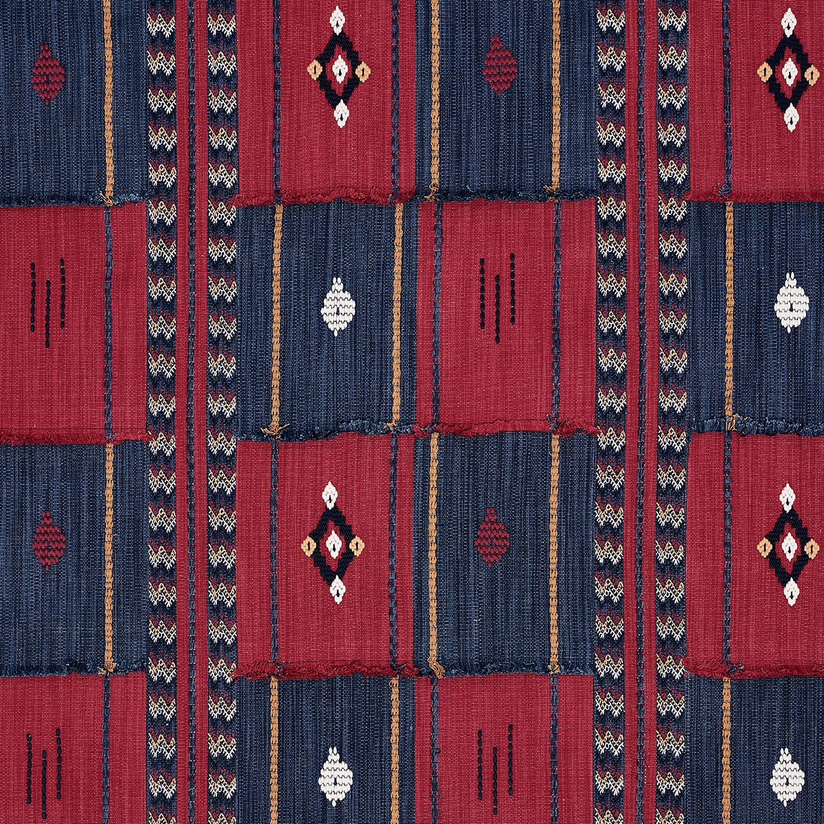 Aravali Patchwork fabric in cerise and ink color - pattern number 82091 - by Schumacher in the Bohemia collection