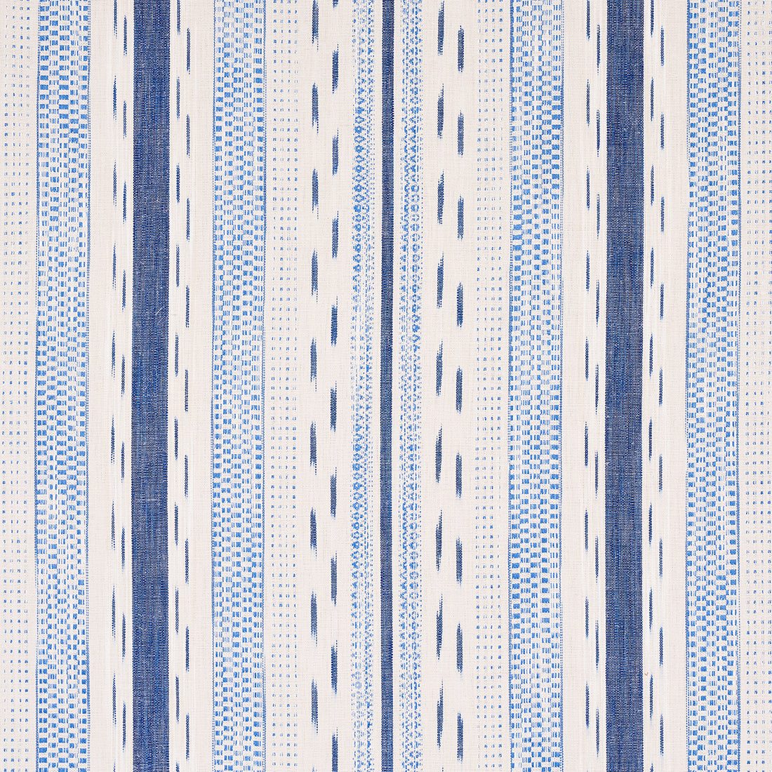 Mirza Ikat Stripe fabric in blue on natural color - pattern number 82110 - by Schumacher in the Bohemia collection