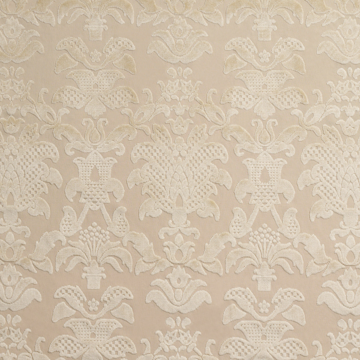 Limbourg Damask Velvet fabric in pearl color - pattern number 82161 - by Schumacher in the Cut &amp; Patterned Velvets collection