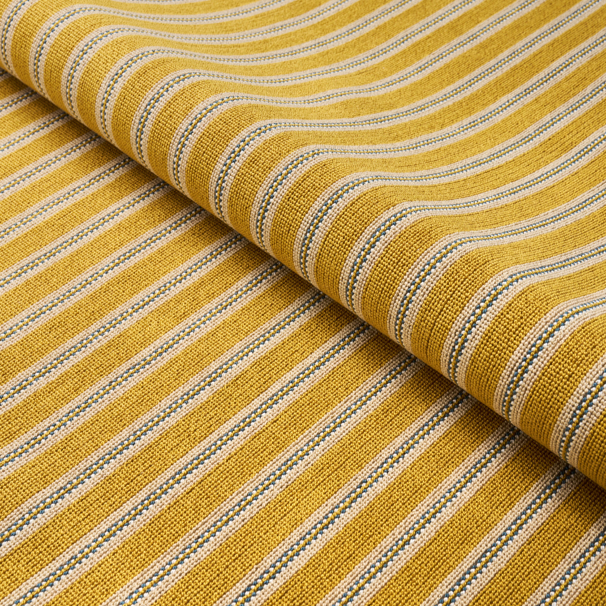 Benson Stripe Epingle fabric in saffron color - pattern number 82182 - by Schumacher in the Cut &amp; Patterned Velvets collection