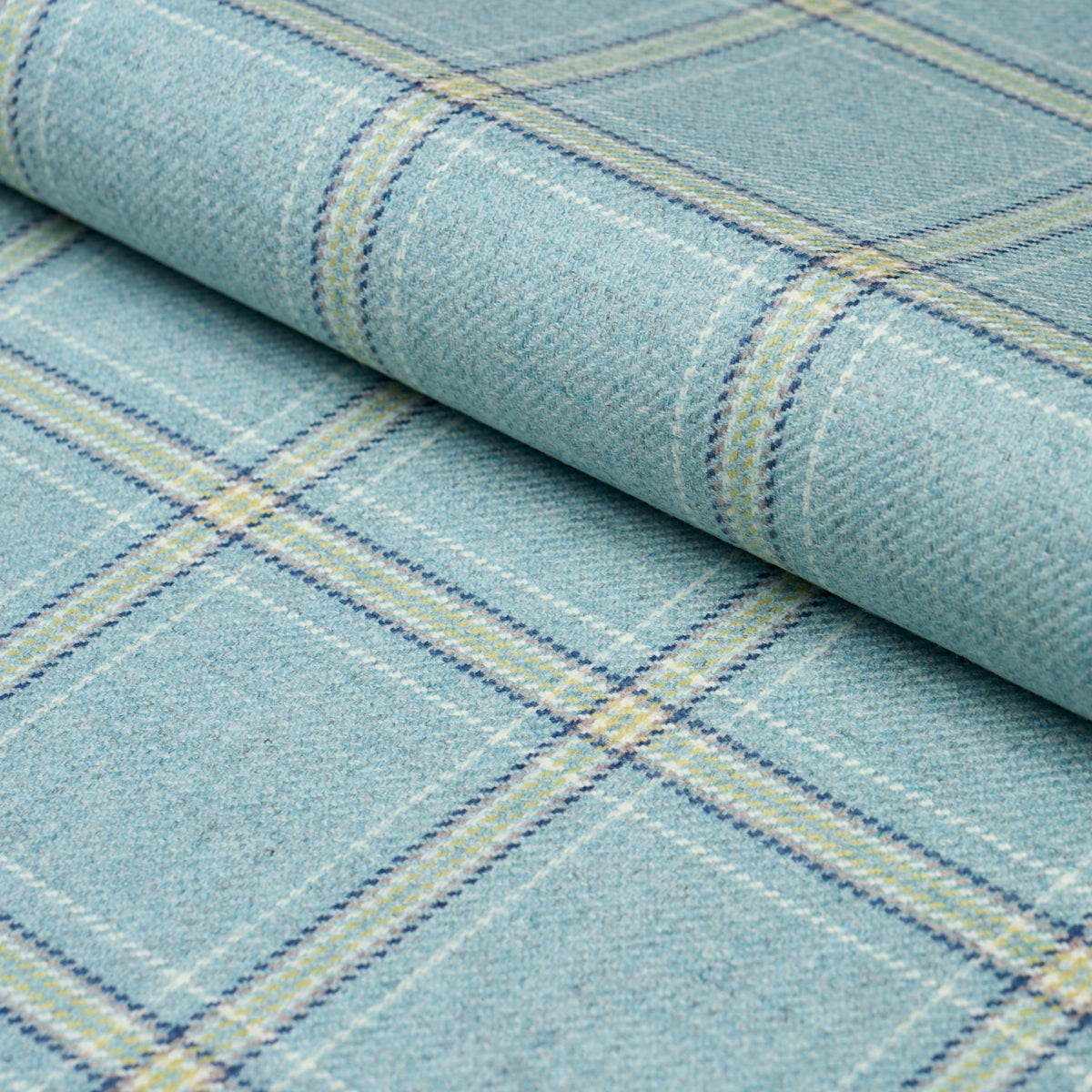 Blackburn Merino Plaid fabric in robins egg color - pattern number 82347 - by Schumacher in the Patterson Flynn collection