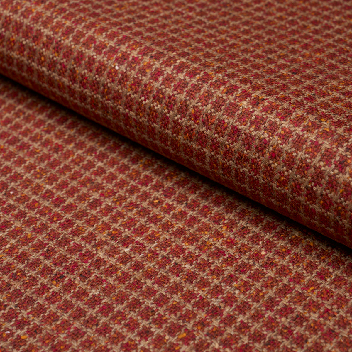 Hudson Wool Check fabric in rust color - pattern number 82354 - by Schumacher in the Patterson Flynn collection