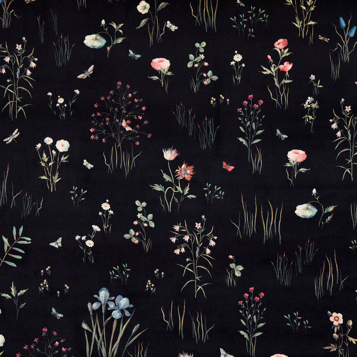 Primavera Velvet fabric in black color - pattern number 82540 - by Schumacher in the Charlap Hyman &amp; Herrero collection
