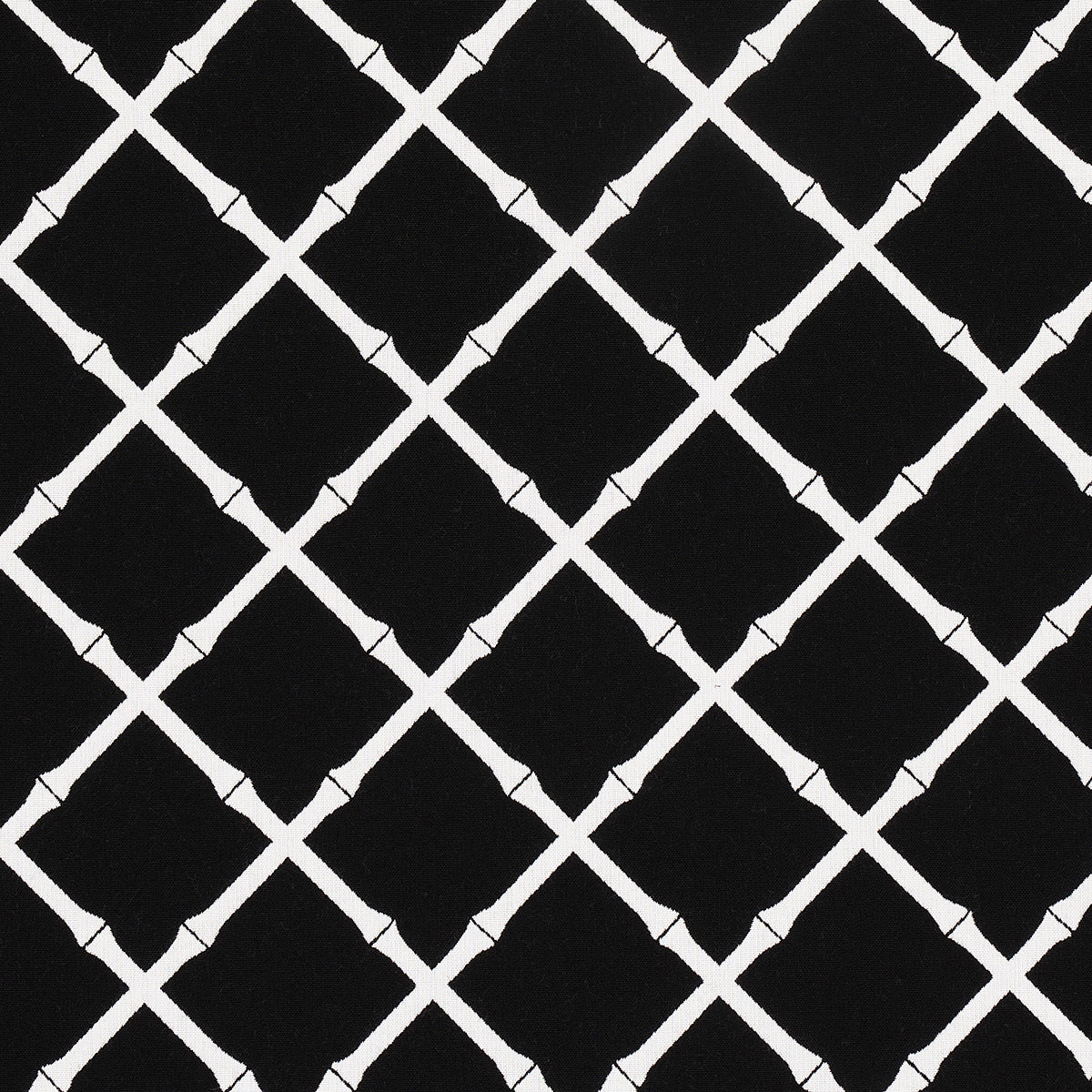 Bamboo Trellis Indoor Outdoor fabric in black color - pattern number 82763 - by Schumacher in the Swing Time Indoor/Outdoor collection