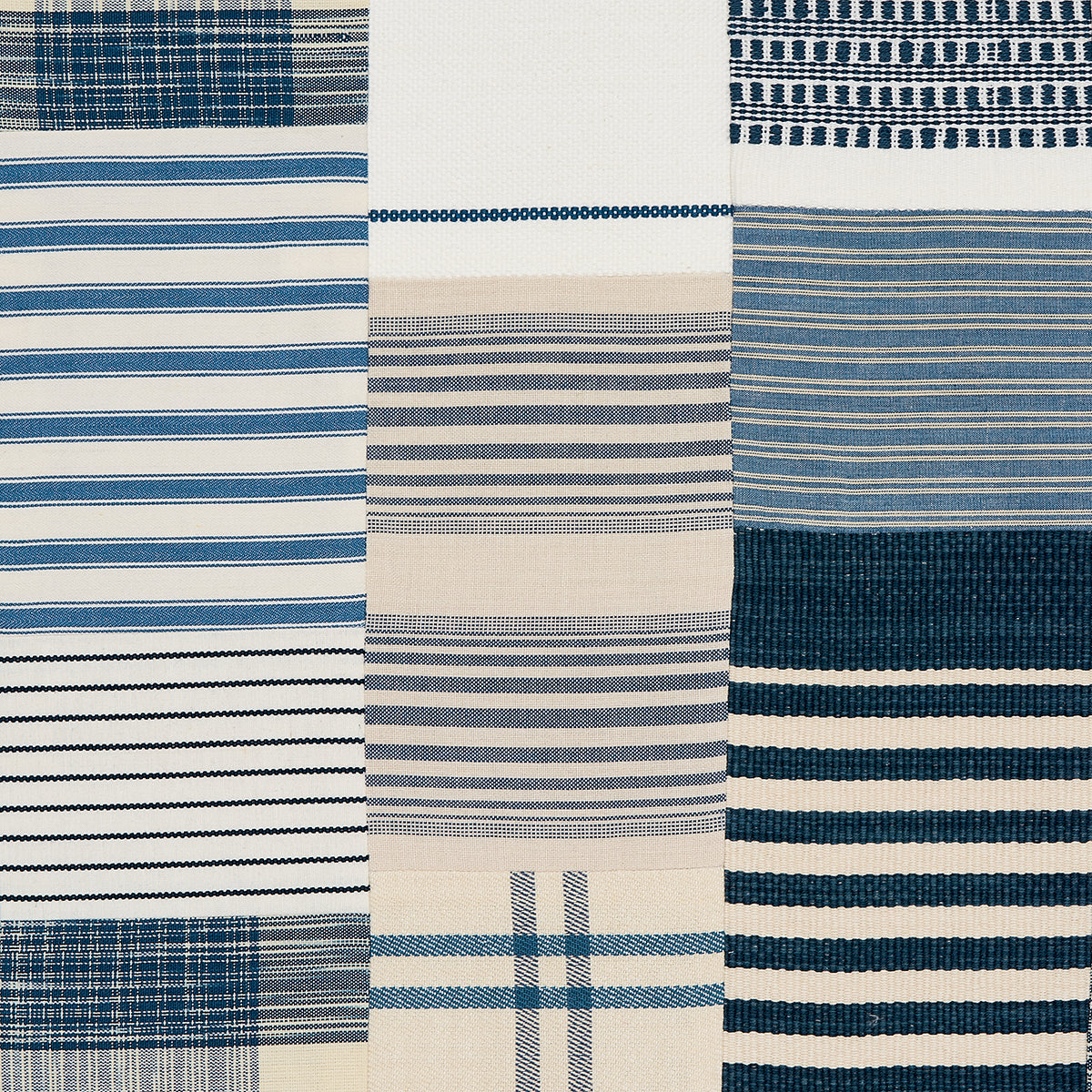 Carlisle Patchwork fabric in indigo color - pattern number 82900 - by Schumacher in the New Americana collection