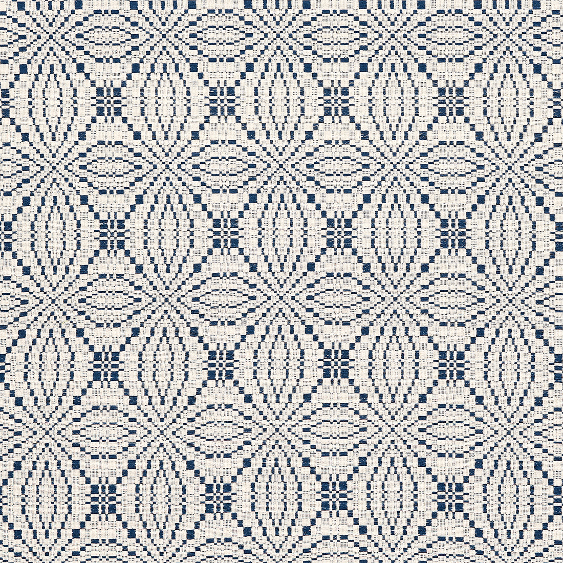 Francestown Coverlet fabric in navy color - pattern number 82911 - by Schumacher in the A Country Life collection