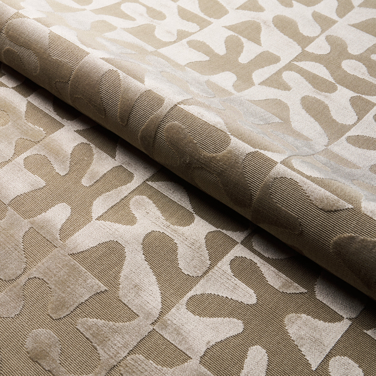Modern Dance Velvet fabric in champagne color - pattern number 82991 - by Schumacher in the Cut &amp; Patterned Velvets collection