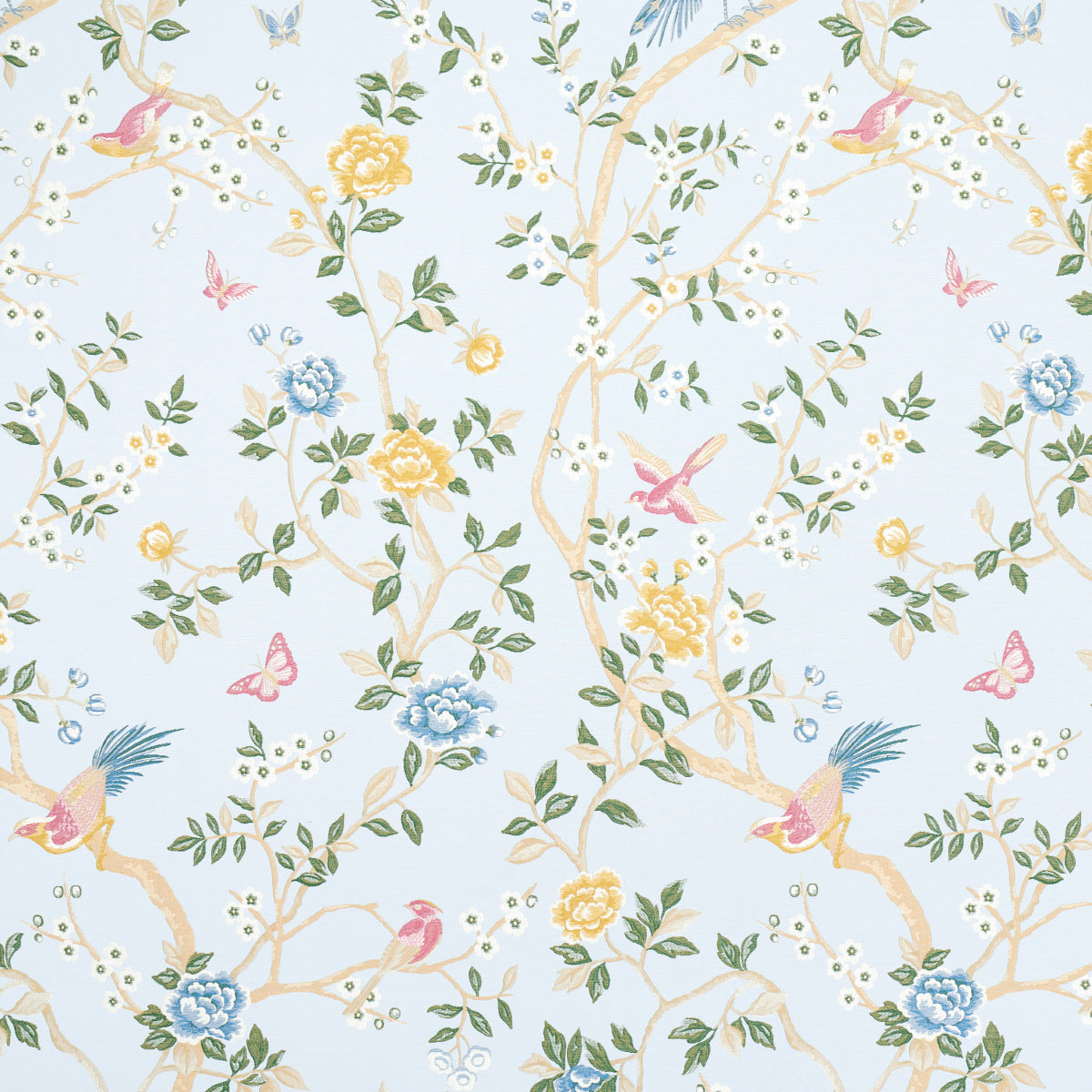 Georgia Vine fabric in sky color - pattern number 83151 - by Schumacher in the Schumacher Classics collection