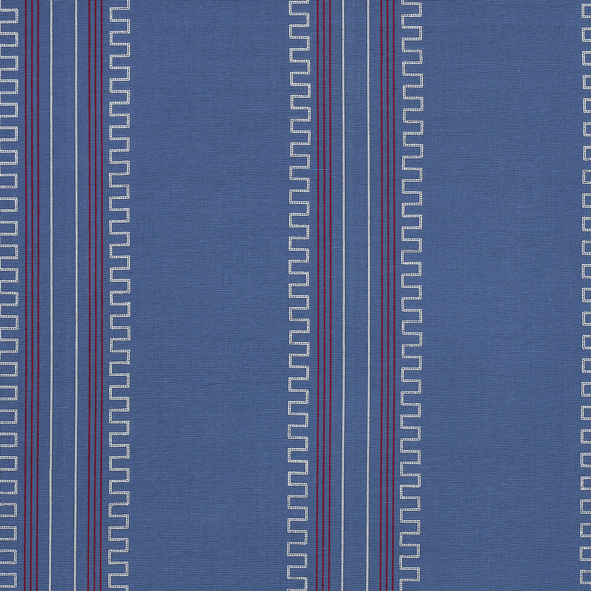 Greco Stripe fabric in navy color - pattern number 83231 - by Schumacher in the Mary Mcdonald collection