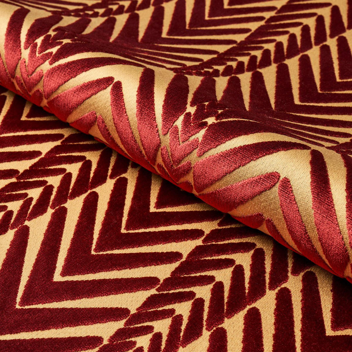 Zebra Velvet fabric in gold plum color - pattern number 83401 - by Schumacher in the Neisha Crosland collection