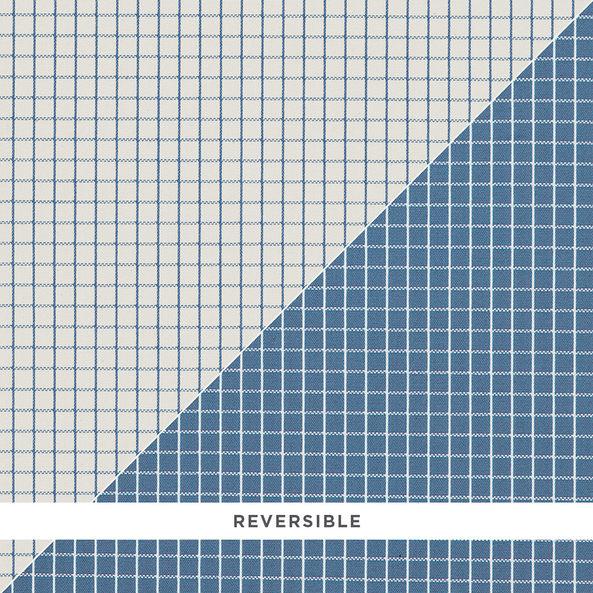 Georgie Reversible Check fabric in indigo color - pattern number 83691 - by Schumacher in the Mark D. Sikes collection